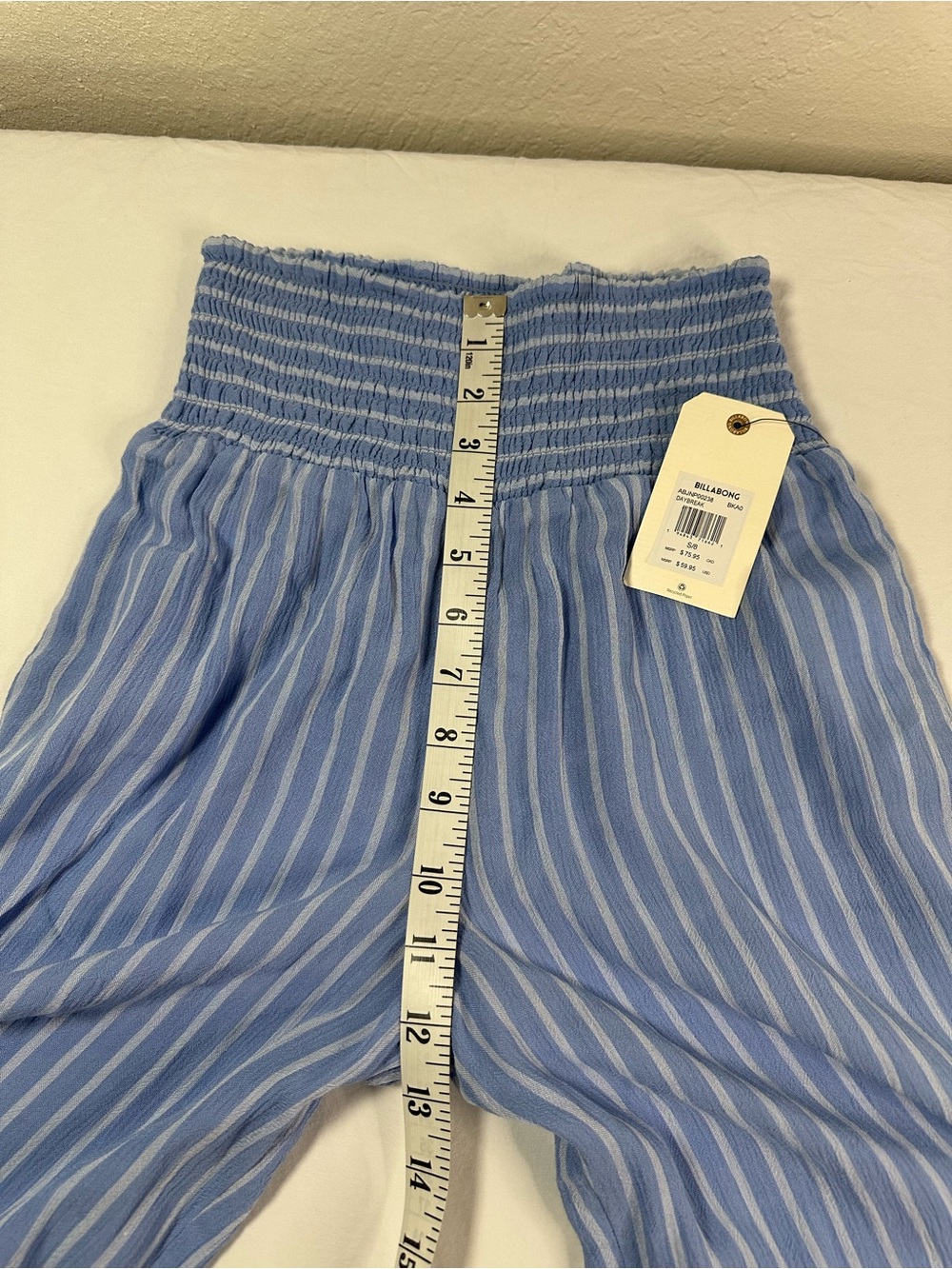NWT Billabong Light Blue Striped Wide-Leg Pants - Women Size Small - Picture 9 of 16